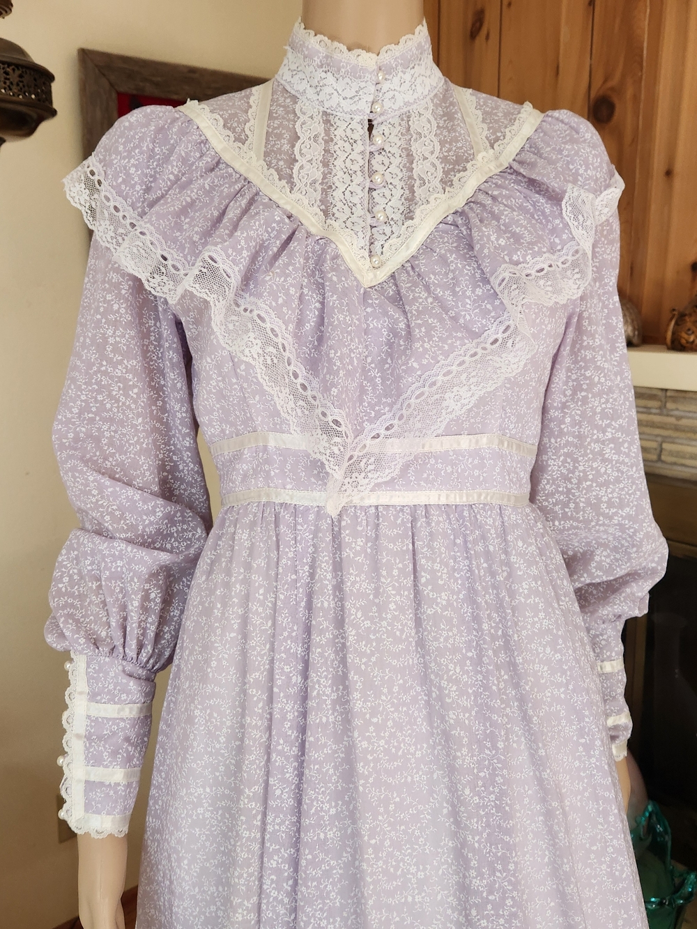 ✨ Dreamy Vintage 70s Lavender Gunne Sax Prairie Dress ✨ - Picture 4 of 12